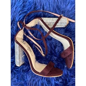 Wine Colored Studded Heels